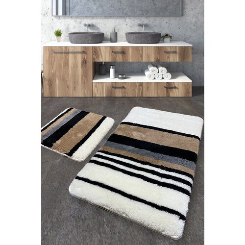  Rjave/kremno bele kopalniške preproge v kompletu 2 ks 60x100 cm Steingra – Cene