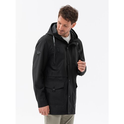 Ombre Men's parka jacket with cargo pockets - black Slike