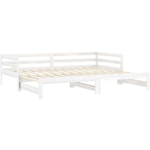 VidaXL Dnevni ležaj na izvlačenje 2 x (90 x 200) cm bijeli od borovine Slike
