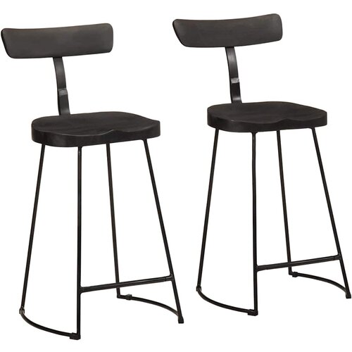 vidaXL Barski stolčki 2 črni Black 49x43x88 cm trden mangov les Cene