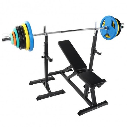 Gorilla Sports Podesiva klupa za vežbanje sa setom &scaron;ipki i tegova 150 kg Cene