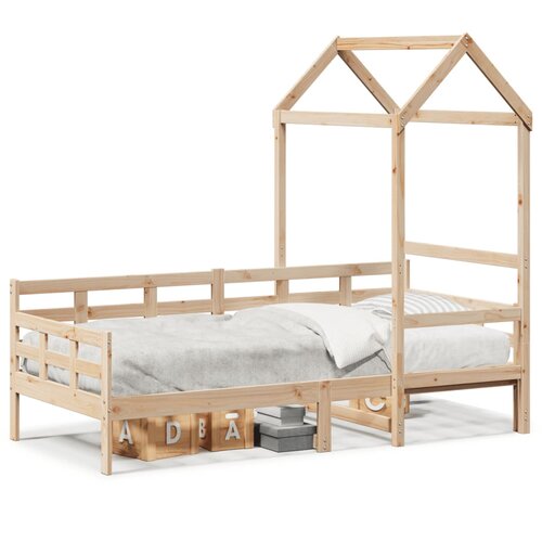 VidaXL Dnevni krevet s krovom 90 x 190 cm od masivne borovine Slike