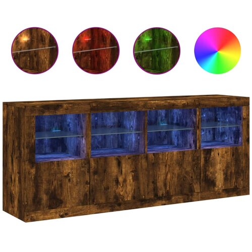 vidaXL Komoda z LED lučkami dimljen hrast 163x37x67 cm, (21010546) Cene