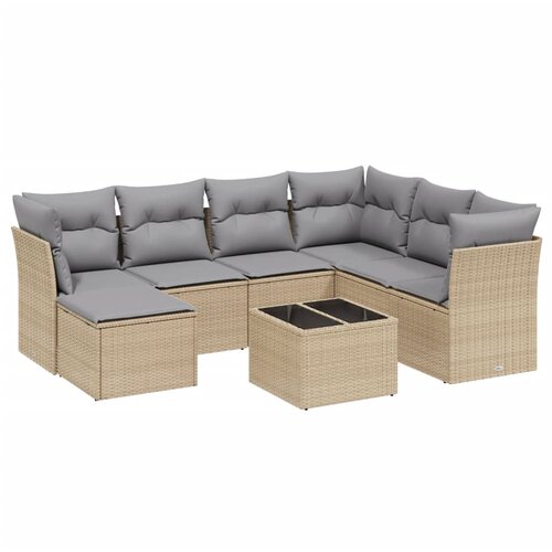 Maison Chic Seti vrtnega pohištva - Vrtna garnitura - Vrtni pohištvo set 8-delna z blazinami bež poli ratan, (21799042) Cene