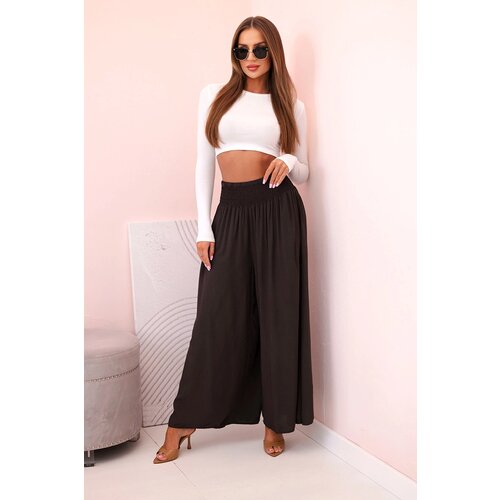 Kesi Włoski Women's viscose trousers with elastic waistband brown Cijene