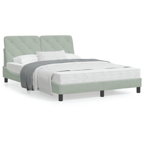 VidaXL Krevet s madracem svjetlosivi 140x190 cm bar&amp;scaron;unasti Slike