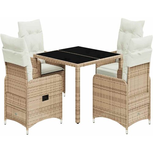  5-dijelni vrtni bistro set od poliratana s jastucima bež 90 x 90 x 75 cm Slike