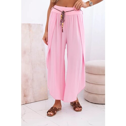 Kesi Włoski Women's viscose trousers with leg slit candy pink Cijene