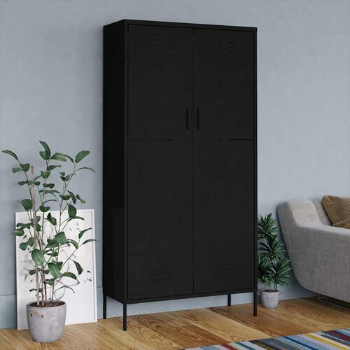  Ormar crni 90 x 50 x 180 cm čelični Cijene