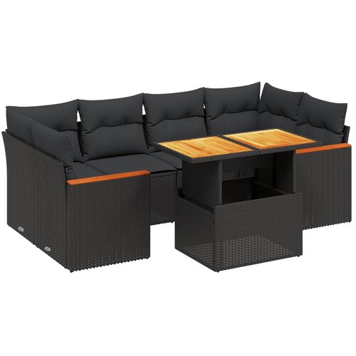 Maison Chic Seti vrtnega pohištva - Vrtna garnitura - Vrtni pohištvo set 7-delna z blazinami črn poli ratan, (21802313) Cene