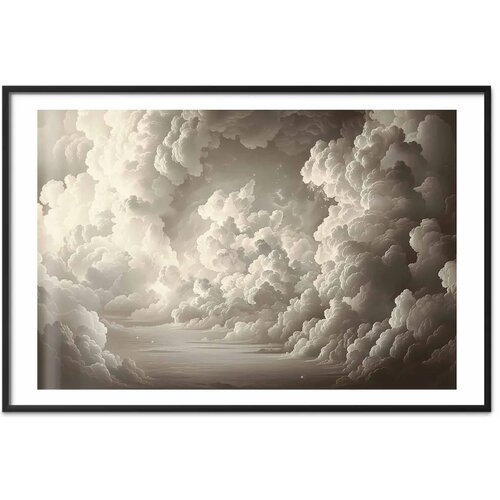  Plakat Whisper of Illuminated Clouds: Soft Light Play in the Sky Theater 60x40 Crni okvir s margom Slike