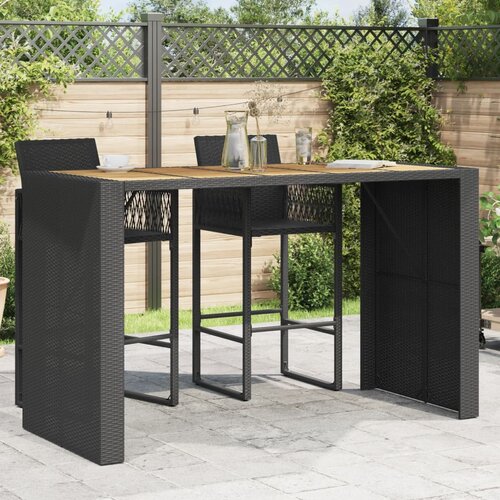 vidaXL Vrtna miza z akacijevo ploščo črna 185x80x110 cm PE ratan Cene