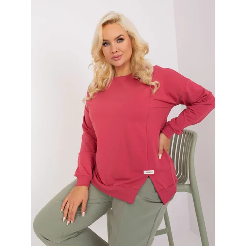 Fashion Hunters Dark coral blouse plus size with cuffs