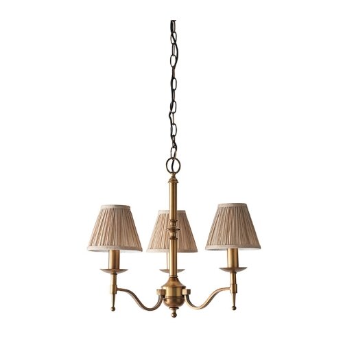 Endon 63628 - Luster na lancu STANFORD 3xE14/40W/230V mesing/bež Slike