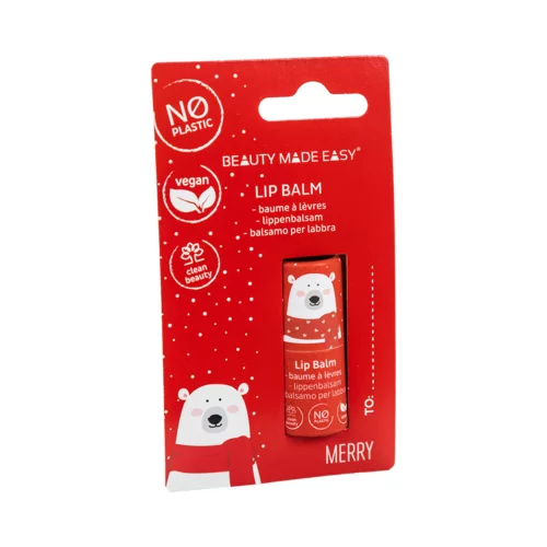 BEAUTY MADE EASY Paper Tube Lip Balm - Christmas Edition - Merry