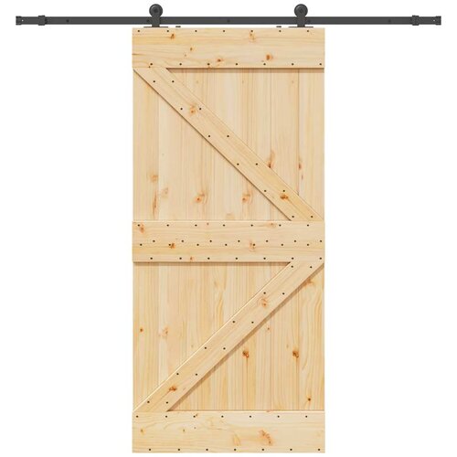 VidaXL Klizna vrata s priborom za montažu 100x210 cm masivna borovina Slike