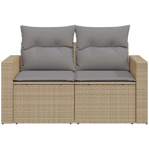 VidaXL Vrtni dvosjed s jastucima bež od poliratana Slike