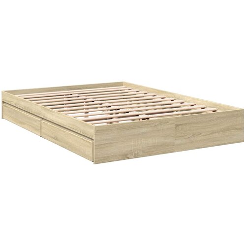  Okvir za krevet s ladicama boja hrasta 160x200 cm drveni Smeđa 160 x 200 cm Slike
