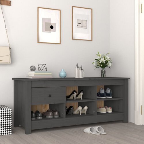 vidaXL Ormarić za cipele sivi 110 x 38 x 45,5 cm od masivne borovine Cijene