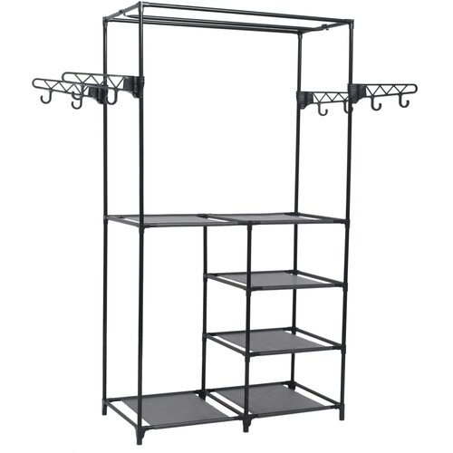 The Living Store Stojalo za oblačila jeklo in netkano blago 87x44x158 cm črno - Stojalo Za Oblačila, (21484483) Slike