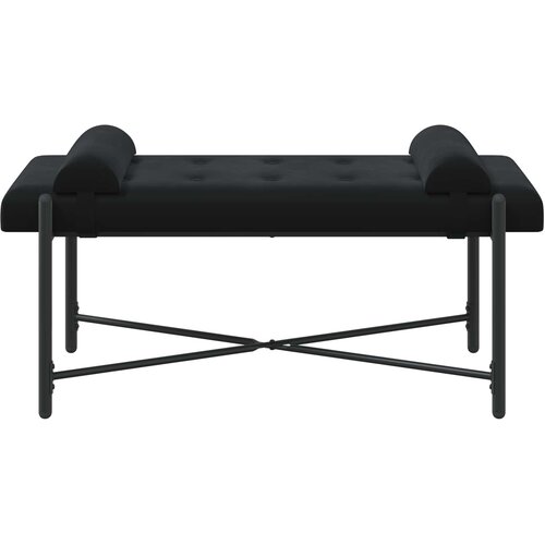  Klupa s gumbima i jastučićima Crna 110 x 40 x 46 cm Bar&amp;scaron;un Slike