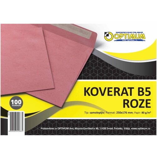 Koverat B5 ROZE 1/100 SAMOLEPIV *SR Slike