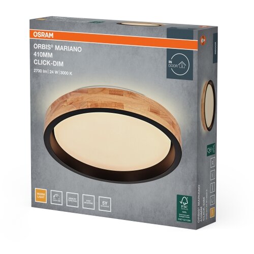 Osram LED prigu&amp;scaron;iva stropna lampa MARIANO LED/24W/230V prečnik 41 cm hrast/crna Slike