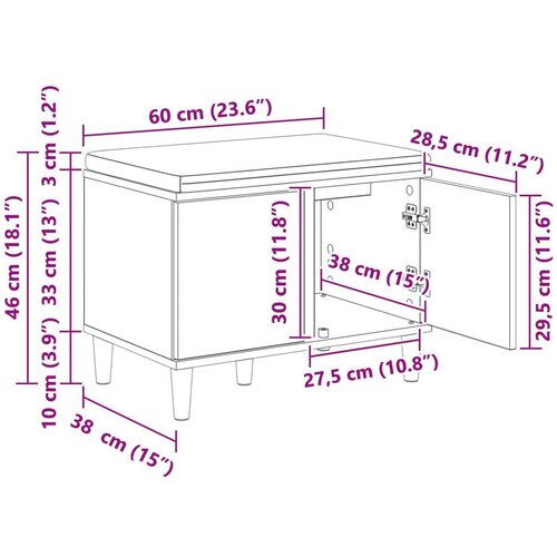  Klupa za hodnik s jastukom Umjetnički hrast 60 x 38 x 46 cm Slike