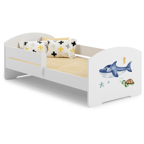 Kobi Furniture Enojna postelja Luk 140x70 z umetniškim delom - Morski pes, (21960901) Cene