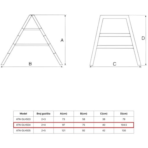 ATON aluminijumske sklopive stepenaste merdevine 2x4 0.97m ATN-DLH504 Cene