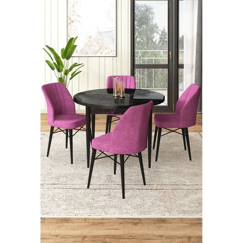 Hanah home Set Trpezarijski sto i 4 stolice, Ljubičasto-crna Cene