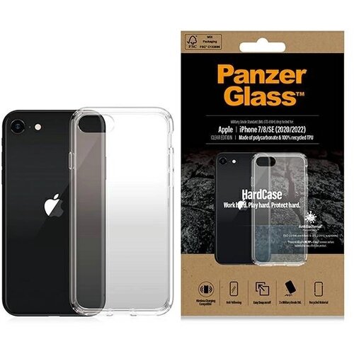 PanzerGlass ETUI HARDCASE ANTYBAKTERYJNE Z CERTYFIKATEM MILITARY GRADE NA IPHONE SE 2022 / SE 2020 / 7 / 8 - PRZEZROCZYSTE, (20633516) Slike
