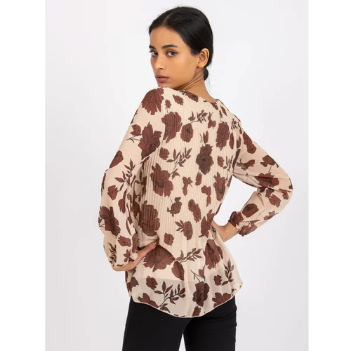 Fashion Hunters Beige and brown pleated blouse Mirka