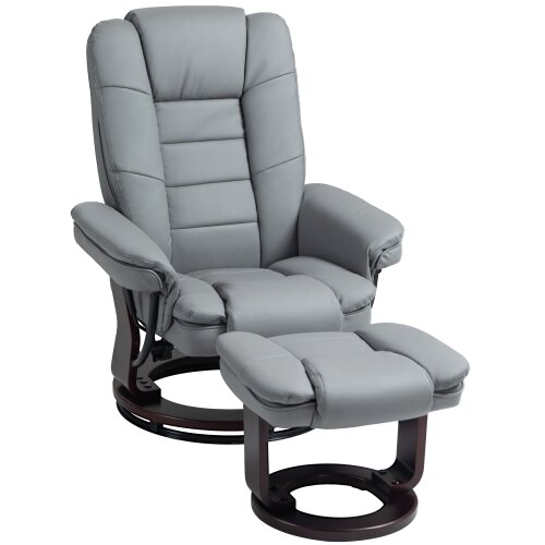 Nesta Relax fotelj z opornikom za noge, 360&deg; vrtljiv TV stol z ležečo funkcijo, umetno usnje, siv, nosilnost do 130 kg, za dnevno sobo, (5000493377) Cene
