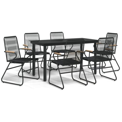  7-dijelni vrtni blagovaonski set od PVC ratana crni Slike