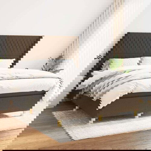  Box spring postelja z vzmetnico temno rjav 140x190 cm blago, (20898923) Cene