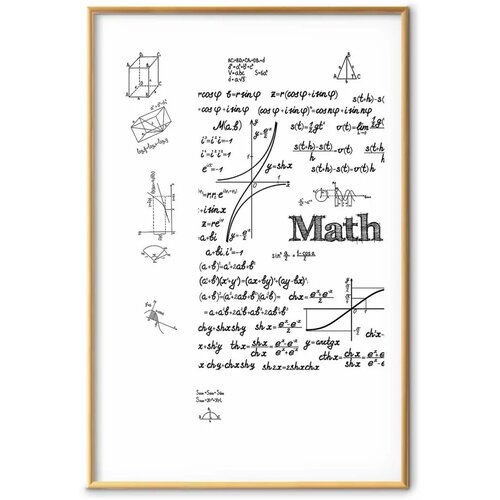  Plakat - Mathematics 60x90 Zlatni okvir s margom Cene