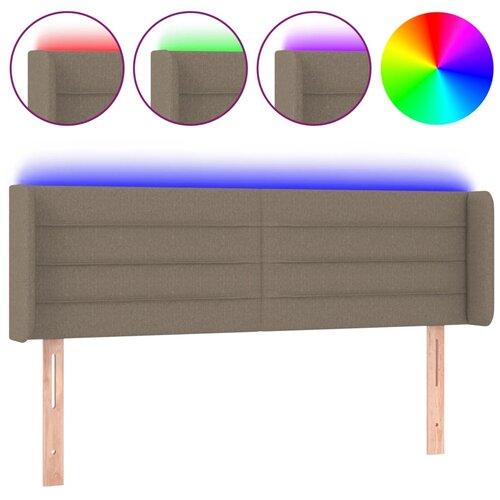  LED uzglavlje smeđesivo 147x16x78/88 cm od tkanine Slike