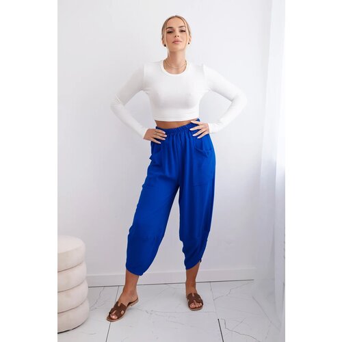 Kesi Włoski Trousers with wide leg and pockets cornflower blue Cene