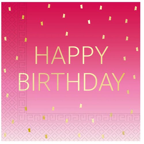 Procos Roza barvni rojstnodnevni prti Happy Birthday z dvema plastema papirnatih prtičkov, paket 20 kosov. Cene
