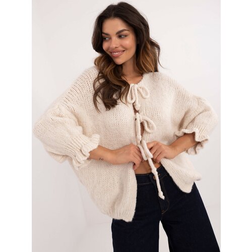 Italy Moda Light beige oversized sweater with 3/4 sleeves Cene