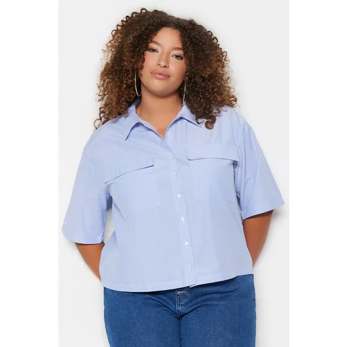 Trendyol Curve Plus Size Shirt - Blue - Relaxed fit