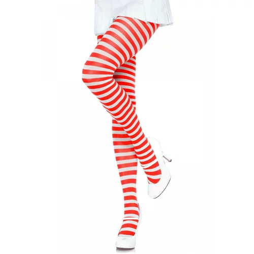 Leg Avenue nylon stripe tights 7100 white-red s/m/l