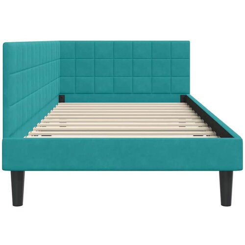 VidaXL Kutni okvir kreveta s uzglavljem Tirkizna 90 x 200 cm Bar&amp;scaron;un Slike