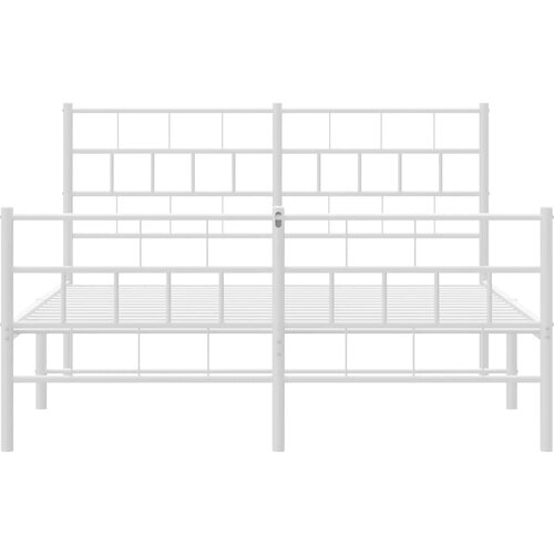  Metalni okvir kreveta uzglavlje i podnožje bijeli 150 x 200 cm Slike