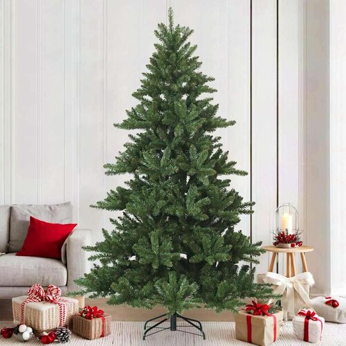 vidaXL Umjetno božićno drvce s nogom Zelena 210 cm PVC, čelik Cijene