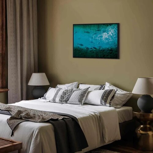  Slika - A shoal of dark fish 90x60 U crnom drvenom okviru Slike
