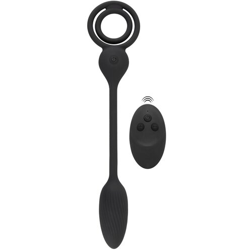 Rebel Cock & Ball Ring with RC Butt Plug Black Cene