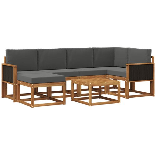vidaXL Zunanja garnitura za sedenje 7 pcs Naravna in antracitna, (5000280000) Cene