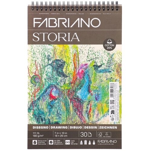 Fabriano Storia, blok za skiciranje, spirala, 180g, 30 lista - odaberite dimenziju Cene